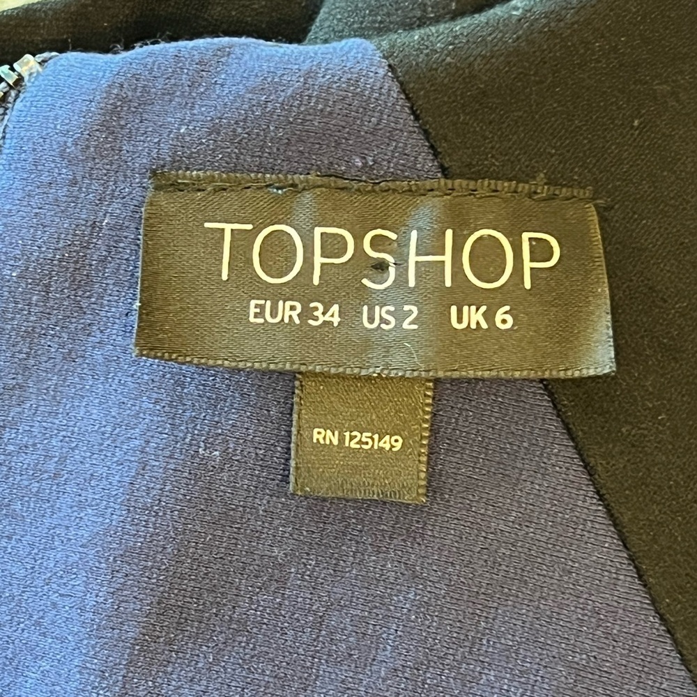 Topshop Black and Blue Mini Dress 2 - Picture 3 of 8